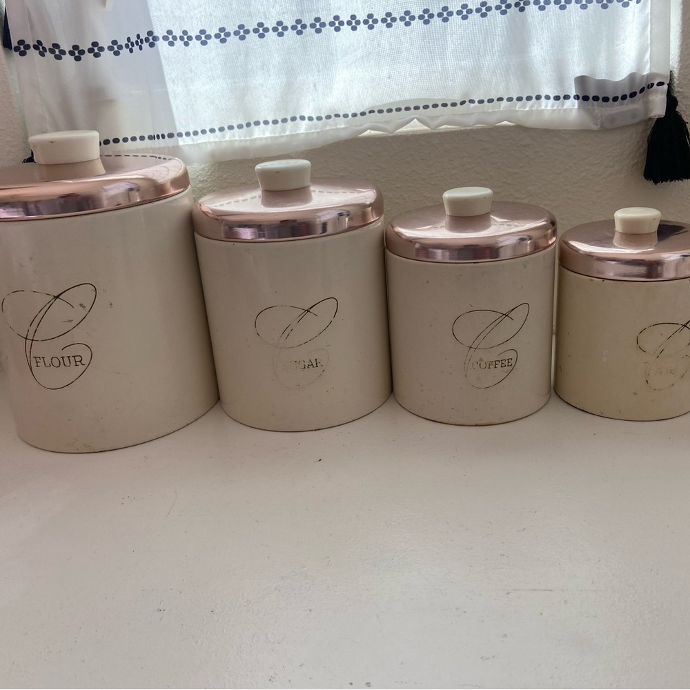 Vintage metal canisters set